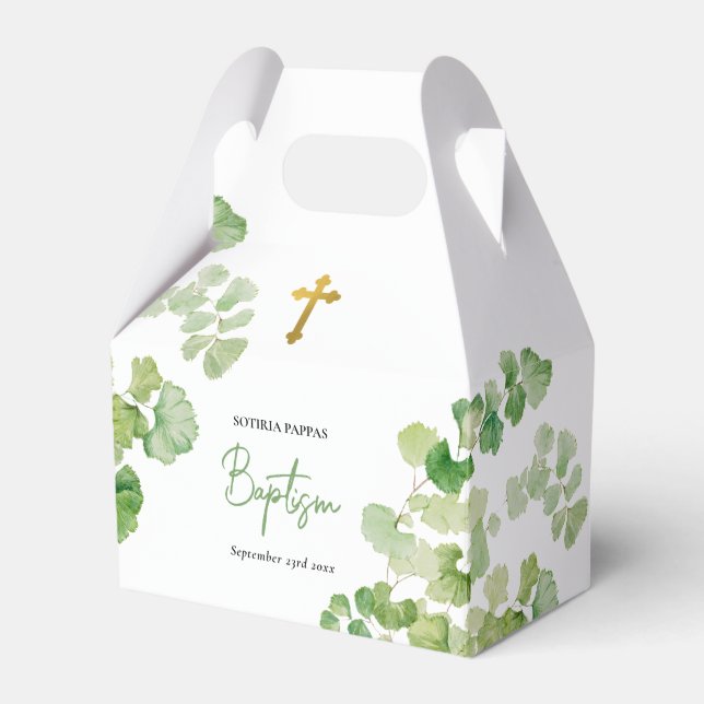 Ballotins Baptême Christening Garçon fille Aquarelle Verdure (Verso)