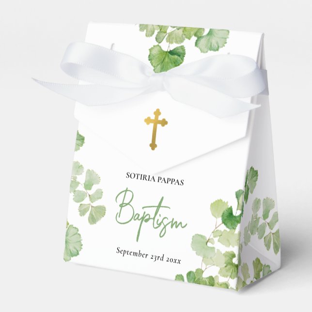 Ballotins Baptême Christening Garçon fille Aquarelle Verdure (Verso)