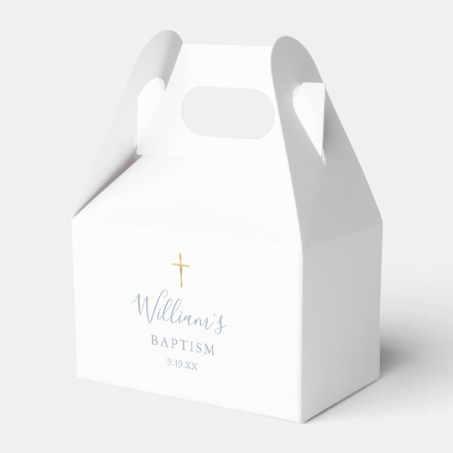 Ballotins Baptême Christening Gold Cross Dusty Blue (Verso)