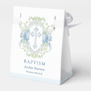 Ballotins Baptême Croix Crest Verdure Baby Boy Ballotin