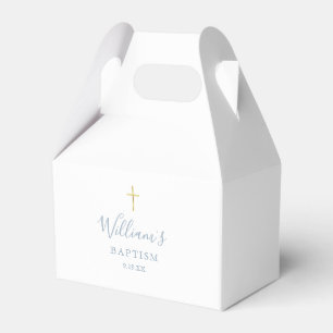Ballotins Baptême Croix Dorée Bleu Poussiéreux