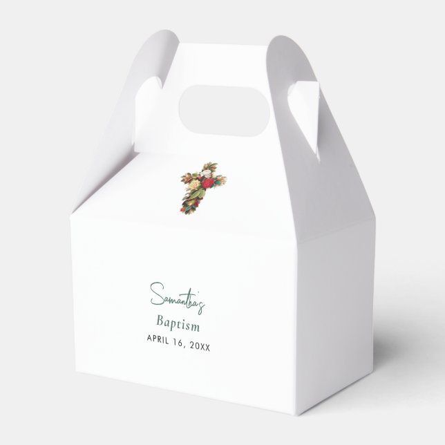 Ballotins Baptême de baptême Floral Cross Boy Girl (Verso)
