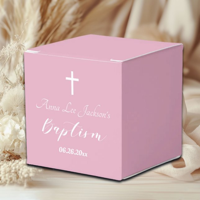 Ballotins Baptême moderne Christening Croix Blanche Rose Dus (Créateur téléchargé)