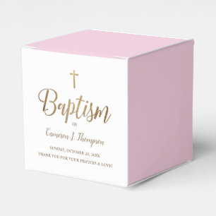 Ballotins Baptême Moderne Rose & Or Personnalisé avec Croix