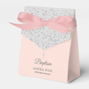 Ballotins Baptême Poussière d'Étoile Argentée Rose Pâle