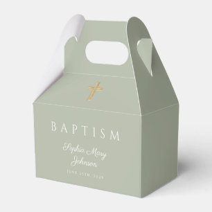Ballotins Baptême vert Croix Sage Religieux