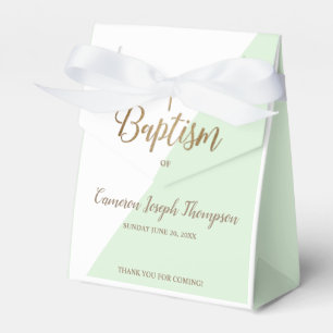 Ballotins Baptême vert moderne Baby Boy Merci Gold Cross