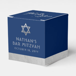 Ballotins Bar Mitzvah Blue & Silver Stripe Ballotin moderne