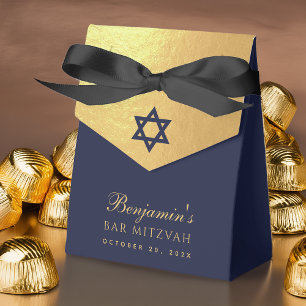 Ballotins Bar Mitzvah Étoile de David Bleu Nuit Faux Papier 