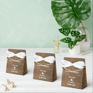 Ballotins Barnwood Lights Aqua Wedding Favor Box