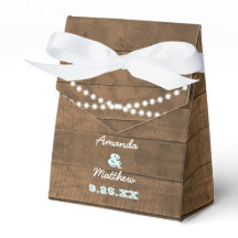 Barnwood Lights Aqua Wedding Favor Box