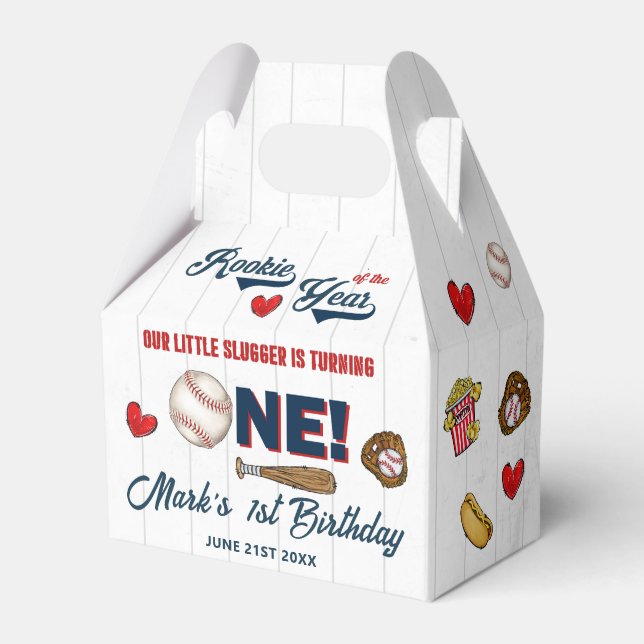 Ballotins Baseball Boys 1er Anniversaire Fête Favoriser Box (Verso)