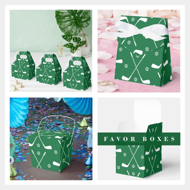 Ballotins Bat De Golf Et Arrière-Plan Vert (green golf pattern favor box the perfect gift and having four different boxes. )