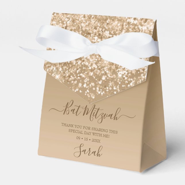 Ballotins Bat mitzvah de Parties scintillant Or moderne (Verso)