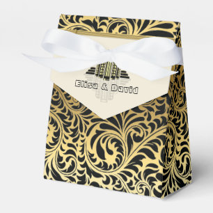 Ballotins Bâtiments Art déco abstraits noir, mariage or