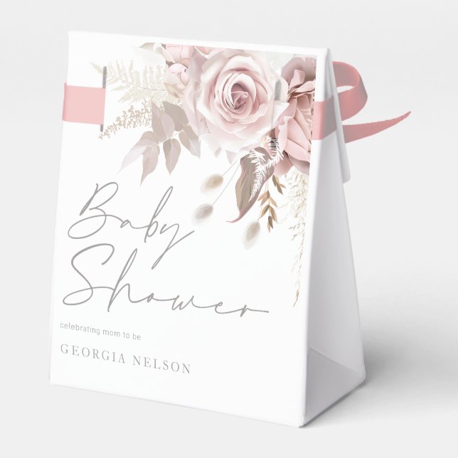 Ballotins Beau Baby shower floral rose pâle (Arrière)
