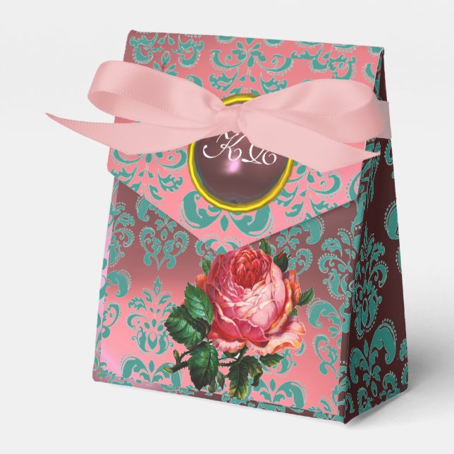 BALLOTINS BEAU ROSE ROSE ROSE, TURQUOISE BLEU DAMASK GEM MON (Verso)