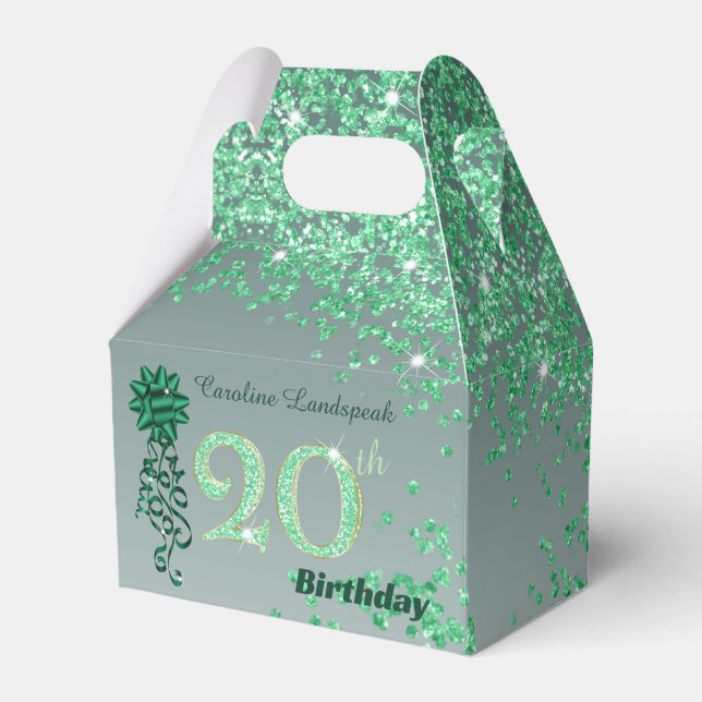 Ballotins Beautiful Green Glitter Ribbon 20th Birthday (Verso)