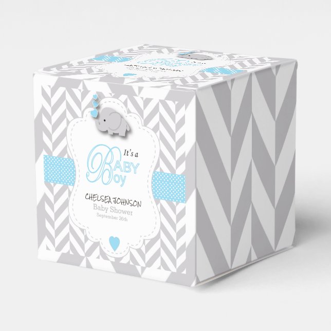 Ballotins Bébé bleu, blanc gris éléphant Baby shower (Verso)