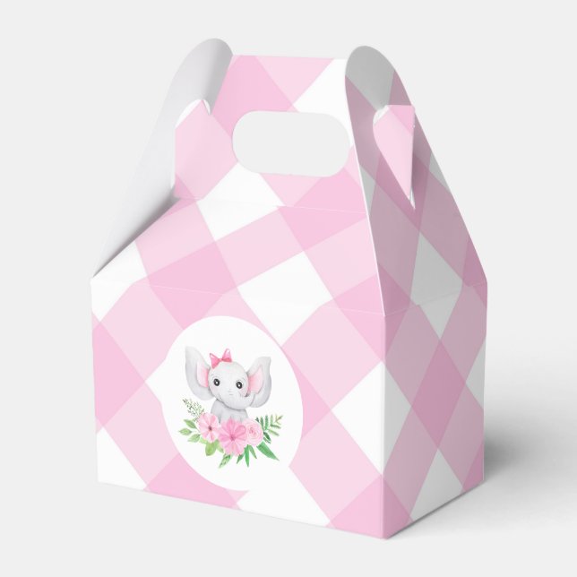 Ballotins Bébé Eléphant fille Ballotin rose En vichy (Verso)