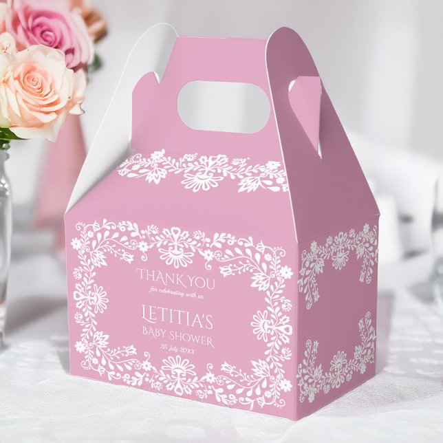 Ballotins Bébé en fleur baby shower mexicain rose pâle (Baby in bloom dusty pink Mexican baby shower favors personalized printed Favor Boxes)
