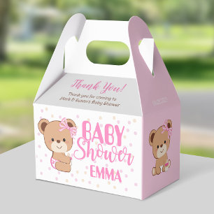 Ballotins Bébé Ours Baby shower Boîte à Gable - Fille