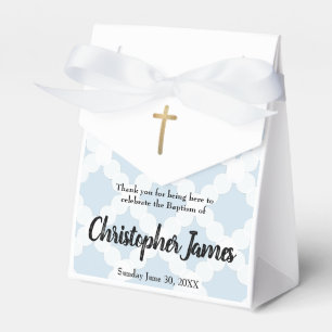Ballotins Bébé personnalisé garçon baptême Croix d'or bleu