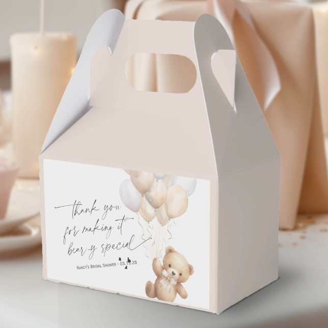 Ballotins Beige mignonne Bearly wait Genre Neutre Douche (We Can Bearly Wait, Beige Baby Boy Shower Favor Box.)