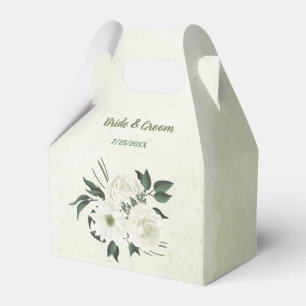 Ballotins Belle fleurs blanches vert feuille mariage