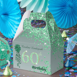 Ballotins Belle Parties scintillant verte et ruban 60e anniv