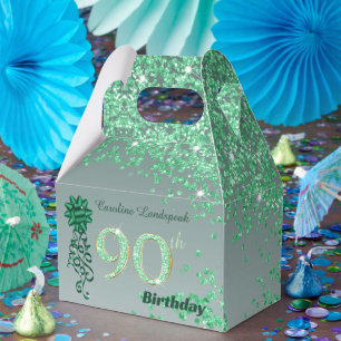 Ballotins Belle Parties scintillant verte et ruban 90e anniv
