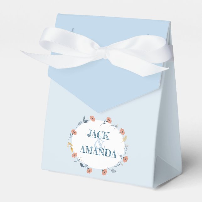 Ballotins Belle Retro bébé Bleu mariage Favors boîte (Verso)
