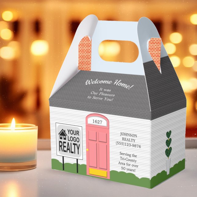 Ballotins Bienvenue Accueil Realtor Logo Porte Rose Boîte Ca (Créateur téléchargé)