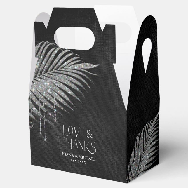 Ballotins Bijoux Palm Leaf Mariage Argent V2 ID830 (Ouvert)