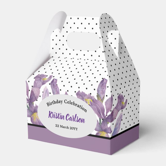 Ballotins Birthday Purple Iriss avec Pois noirs blancs (Verso)