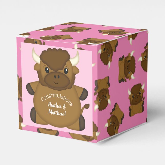 Ballotins Bison Baby shower Buffalo rose (Verso)