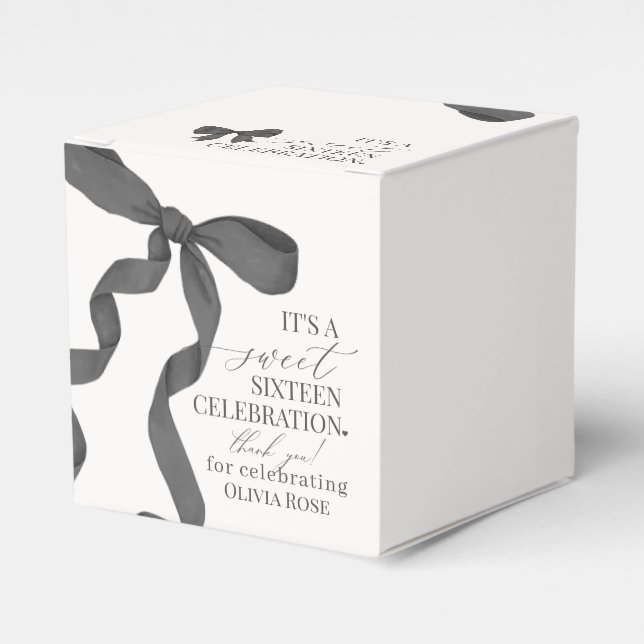 Ballotins Black Coquette Bow Sweet 16 Anniversaire fête cade (Verso)