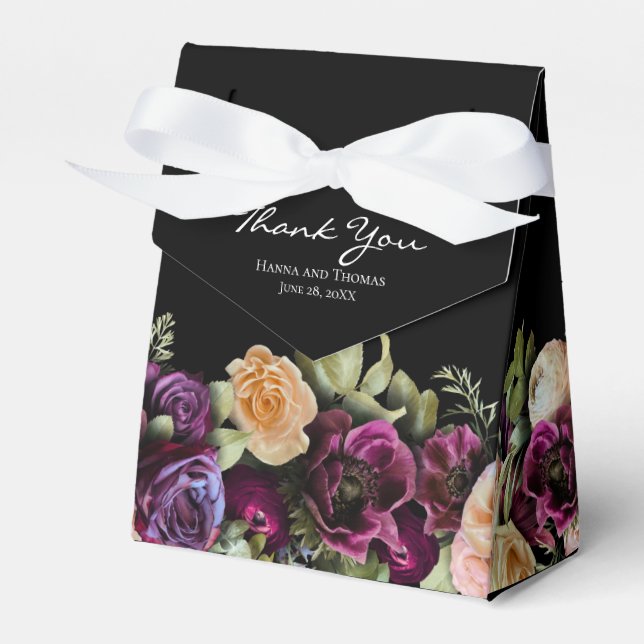 Ballotins Black Dark Moody Elégant Mariage Floral Merci (Verso)
