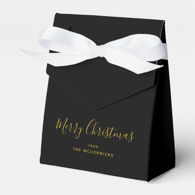 Ballotins Black Gold Modern Christmas Script personnalisé (Verso)