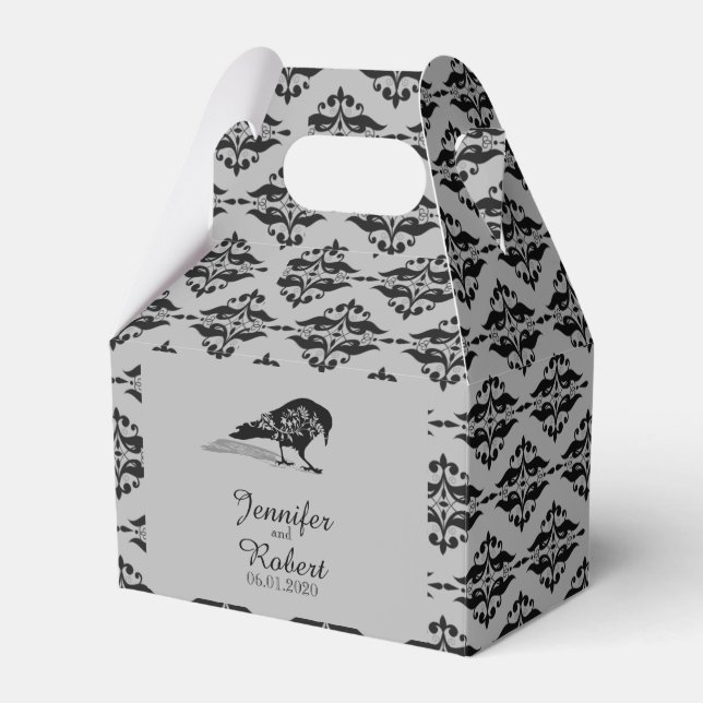 Ballotins Black Raven cadre gothique Boîte de mariage Favor (Verso)