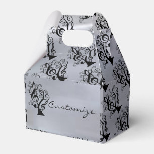 Ballotins Black & Silver Music Treble Clef Tree Gable Box
