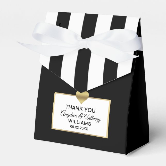 Ballotins Black White Gold Heart Party Favoriser le Mariage (Verso)