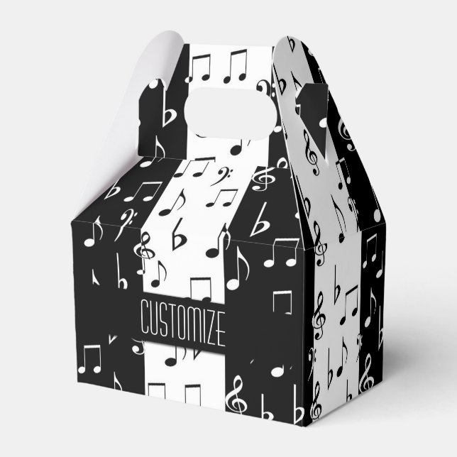 Ballotins Black & White Musical Stripes Gable Ballotin (Verso)