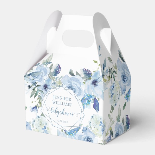 Ballotins Bleu clair fleuri bébé garçon douche bonbon ballot (Verso)