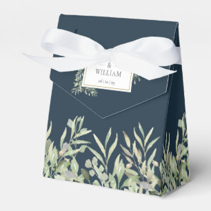 Ballotins Bleu de mer profond Élégante verdure Mariage feuil
