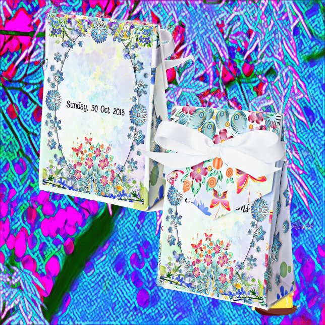 Ballotins Bleu doux Pastel violet Hydrangea Oval Anniversair (Soft Blue Pastel Hydrangea Purple Floral Birthday Favor Box)