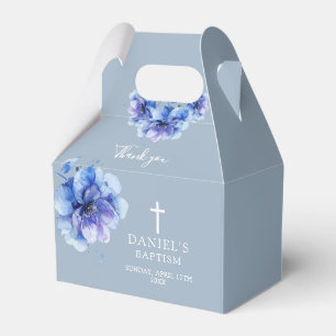Ballotins Bleu Dusty Elegant Aquarelle Baptême Floral