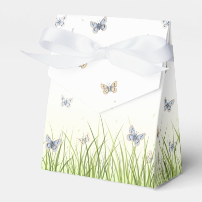Ballotins Bleu et Crème Papillons Charming Garden Scene (Verso)