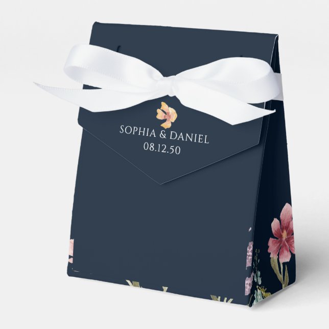 Ballotins Bleu Fleur sauvage de la Marine Boîte de Faveur ma (Verso)