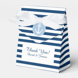 Ballotins Bleu marine et blanc rayures mariage boîte de fave